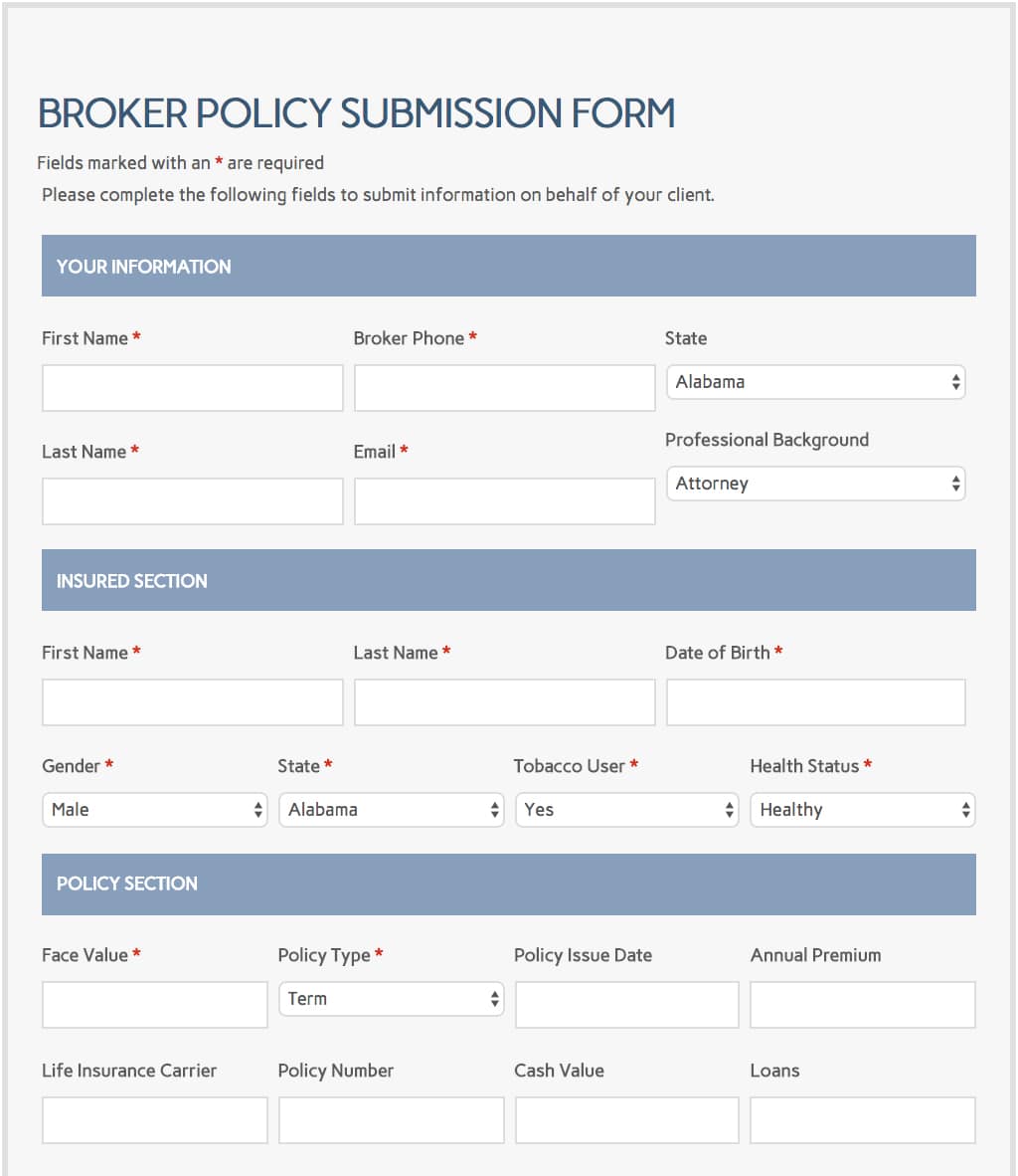 Broker Policy Submission Form